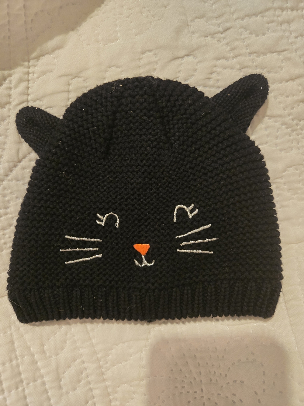 Carter's Black Knit Cat Ear Hat with Orange Nose